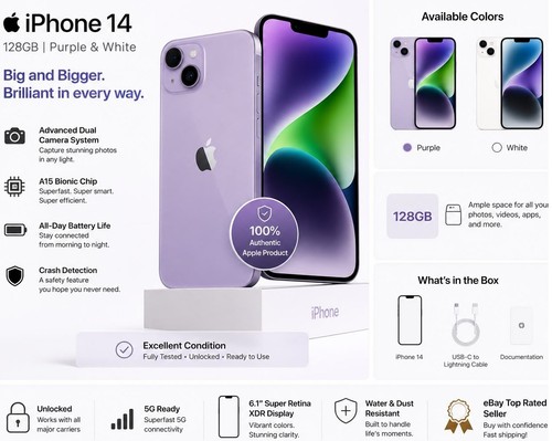 Telefono apple iphone 128gb - telefono, 14
